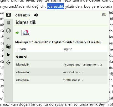 Tureng self Turkish English Dictionary.