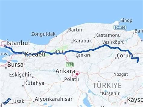 Turhal istanbul arası kaç km