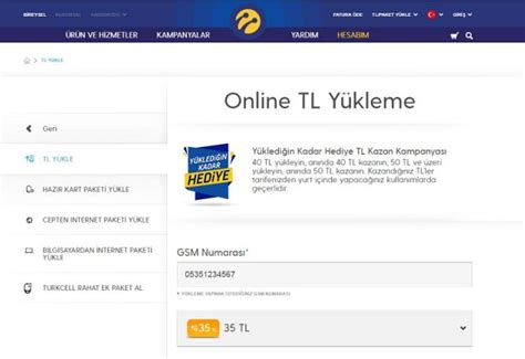 Turkcell müşteri hizmetleri tl yükleme