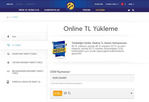 Turkcell online para yükleme