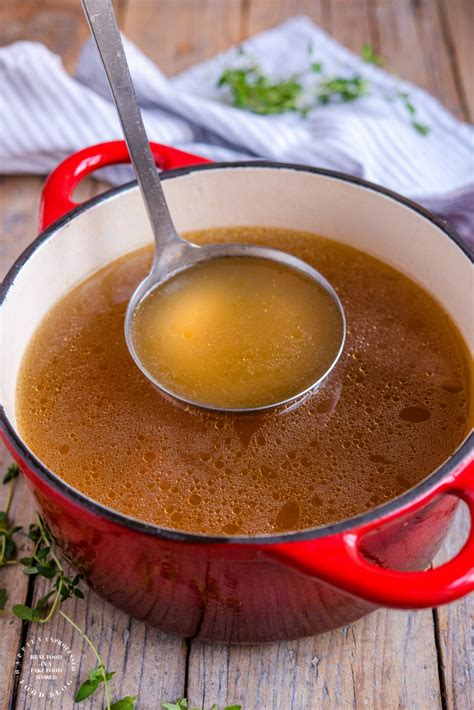 Turkey bone broth. Bone broth is a highly nutritious stock that can be made by simmering animal bones and connective tissue. Recipes for bone broth often include an acid-based product, such as vinegar or lemon juice. 