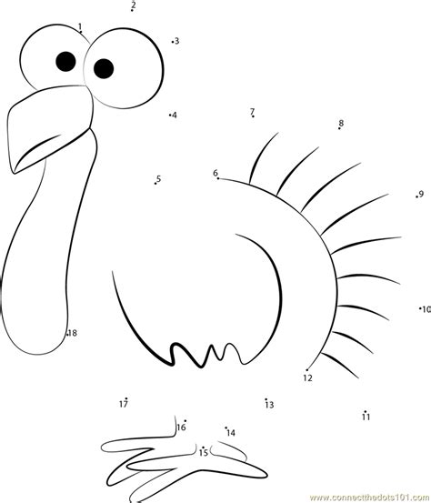 Turkey dot to dot Free Printable Coloring Pages