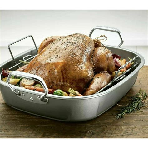  Truecraftware – 18" x 24" x 4-1/2" Aluminum Top Double Roaster Pan with dual straps and lug - Roasting Pan Turkey Broiler Pan Great for Chicken Lamb and Vegetable Walchoice Roasting Pan with Rack Set, Stainless Steel Large Turkey Roaster with V-shaped rack & Cooling Rack for Christmas Thanksgiving, Heavy Duty & Dishwasher Safe - 15.7” x 10. ... 