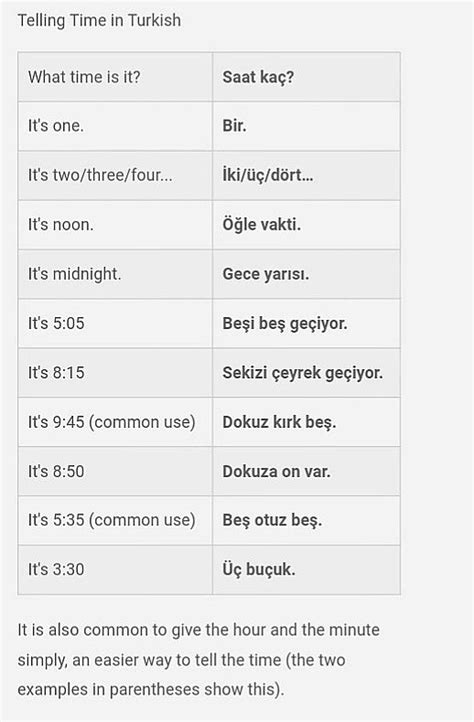 Turkish Telling time: part 2 Elon.
