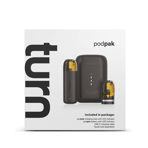 Turn pods. turn. Vaporizer. Description. podpak // battery case + pen // flavor pods sold separately. 2x the grams | 2x the flavors | 2x the strains | 2x the clouds | 2x the journey | 2x the … 
