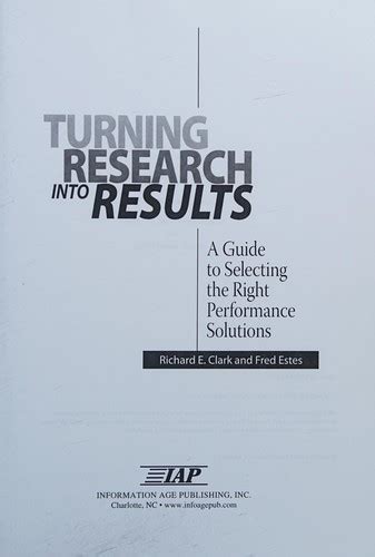 Turning research into results a guide to selecting the right performance solutions 2002 publication. - Strukturprobleme der aristotelischen und theophrastischen gottesvorstellung..