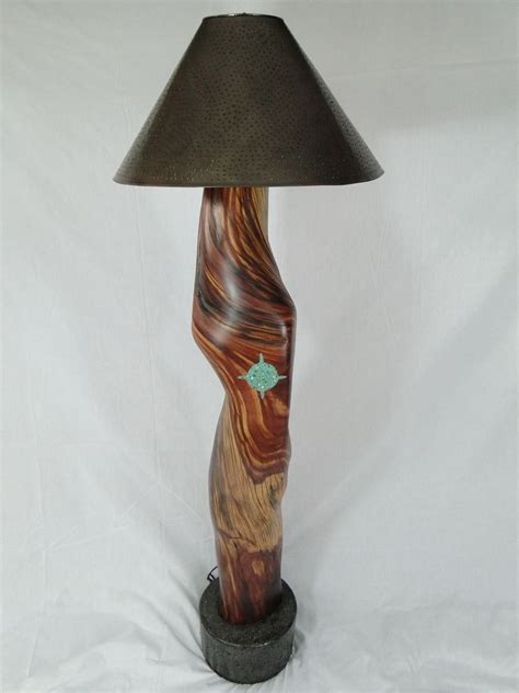 Turquoise Inlay In Wood Lamps