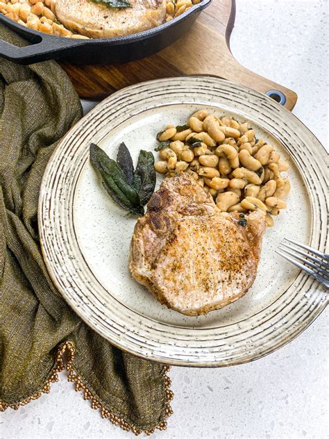 Tuscan Pork Chops with White Beans and Crispy Sage