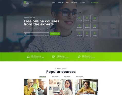 Tutor Online Tutorials and Courses Website Template, Affiliate 