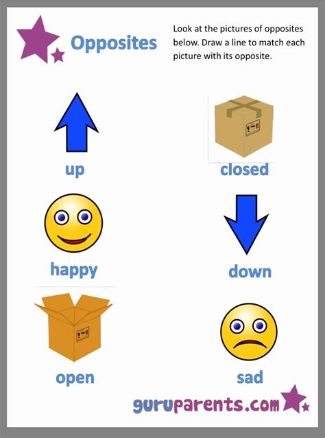 Tutorial 30 Creative Opposites Worksheet for Kindergarten Simple