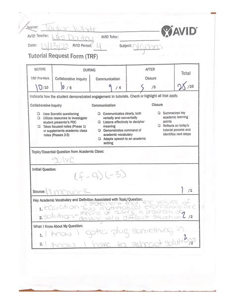 Tutorial Request Form Rubric What How Why Chart Form example download