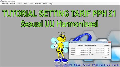 Tutorial Rubah setting Tarif PPh 21 sesuai Undang Undang