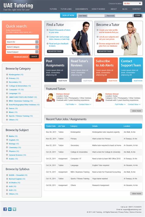 Tutoring Website Free PSD Template on Behance