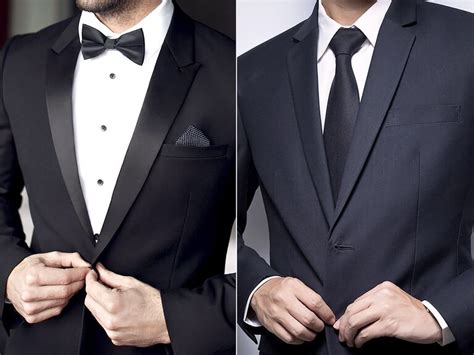 Tux vs suit. The biggest difference is that a tuxedo has the presence of satin on it, while a suit does not. You will see satin on the lapels, buttons, and pocket lining of ... 