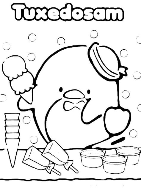 Tuxedo Sam from Sanrio Coloring Page Free Printable Coloring Pages