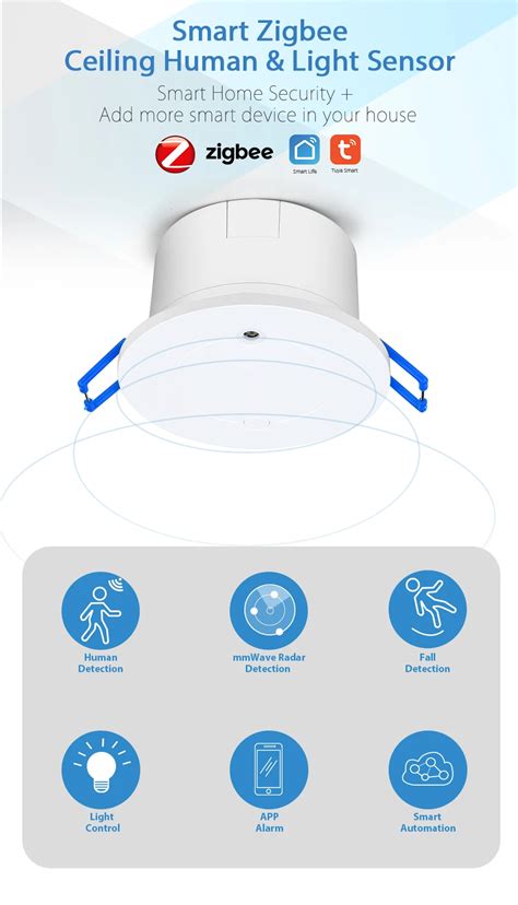 Tuya zigbee light sensor.  Utilizes millimeter-wave radar technology for pr...