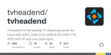 Tvheadend download.  Tvheadend is the leading TV streaming server for Linux with ATSC, D...