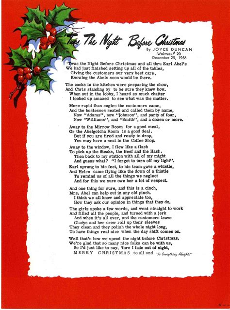 Twas The Night Before Christmas - Free download as PDF File (.pdf), Text File (.txt) or read online for free. The poem describes Christmas Eve in a house where the children are asleep in anticipation of St. Nicholas's visit. The narrator and his wife are also asleep when they hear noises outside. Looking out the window, the narrator sees St. Nicholas in his …. 