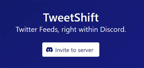 Tweetshift. Here are the different options on how Tweets can be displayed via TweetShift. ¶ Link with embed (default) With this option, the bot posts only the link to the Tweet, and Discord generates an embed which includes images. 