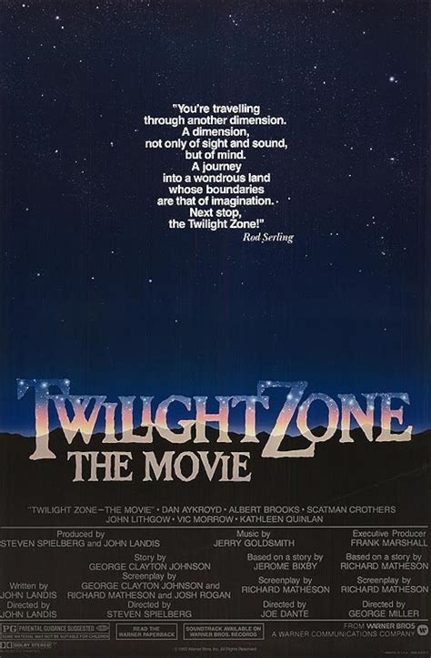  Twilight Zone: The Movie (1983) on IMDb: Movies, TV, Celebs, and more... Menu. Movies. Release Calendar DVD & Blu-ray Releases Top 250 Movies Most Popular Movies ... . 