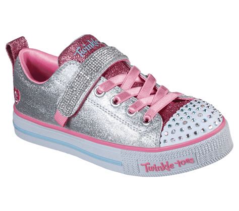 Twinkle toes. Join for Free Shipping & Earn a $5 Reward. Take a superstar walk in the clouds that sparkles and shines with every step wearing Skechers Twinkle Toes®: Twinkle Sparks - Ombre Dazzle. This high-top sneaker features a glitter canvas upper with tulle and bow accent, a stretch lace front, adjustable instep strap, and a light-up … 