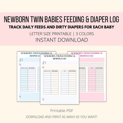 Twins Feeding Diaper Log