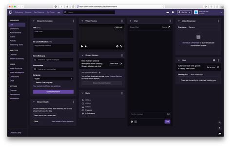 Twitch creator dashboard. To see your Achievements, head to your dashboard. There, click the Hamburger menu icon in the top left-hand corner. Click Analytics, then Achievements. Listed first on the page are a number of goals that help you track your progress from your first time on Twitch to applying for Partnership. Afterwards, you'll see your in-progress achievements ... 