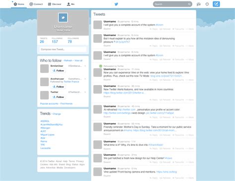 Twitter New Home GUI PSD template at