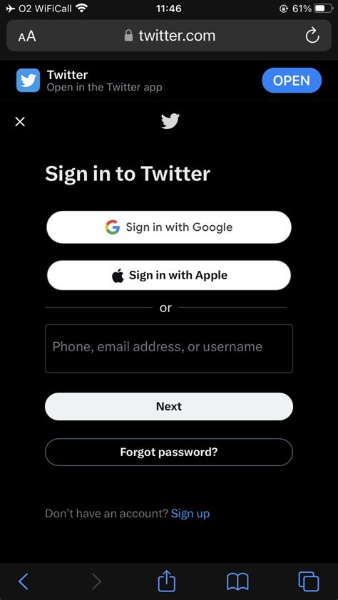 Twitter login