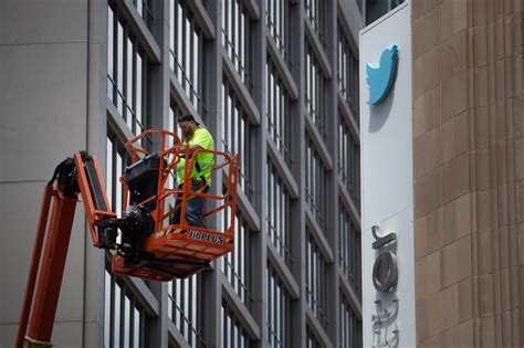 Twitter sign X-ed out at San Francisco HQ