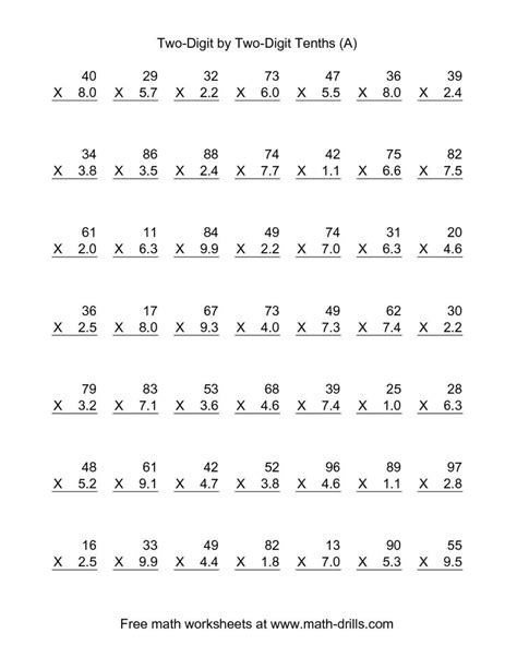 Two By Two Digit Multiplication Worksheets Multiplication Tw
