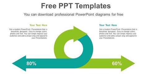 Two Curved Arrows Powerpoint Diagram Template