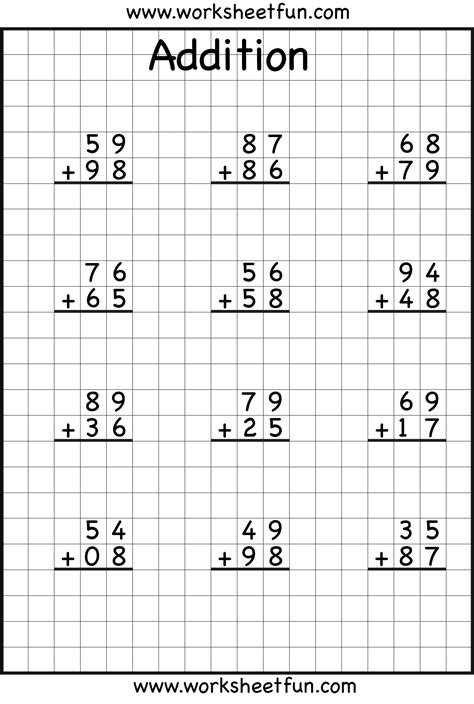 Two Digit Addition With Regrouping Worksheets WorksheetsCity