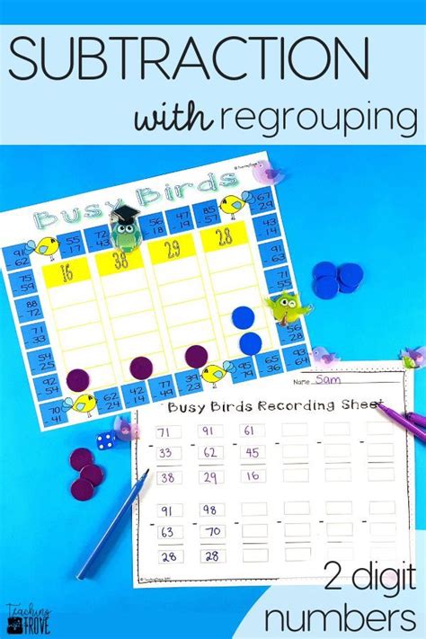 Two Digit Subtraction with Regrouping Games Subtraction, Math center