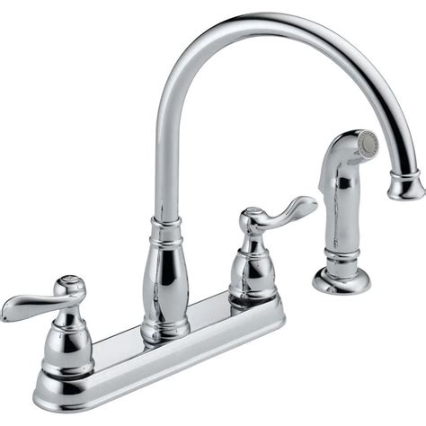 Two Handle Kitchen Faucet with Spray in Chrome - Delta Faucet Company