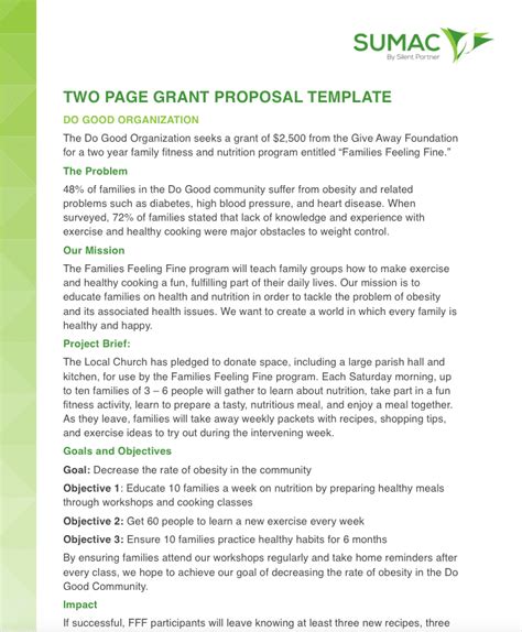 Two Page Proposal Template