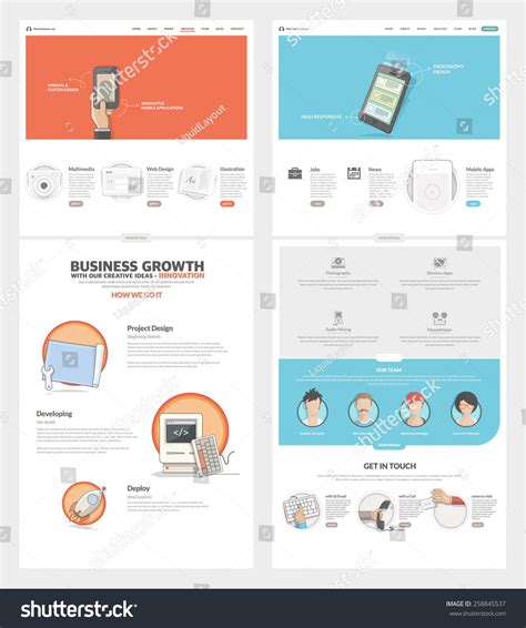 Two Page Website Design Template Concept Stock Vector 258845537