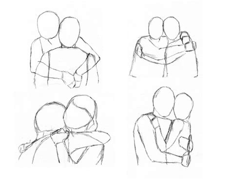 Two People Hugging Drawing