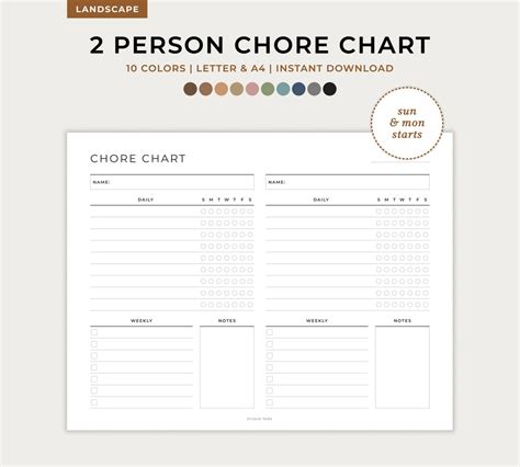Two Person Chore Chart