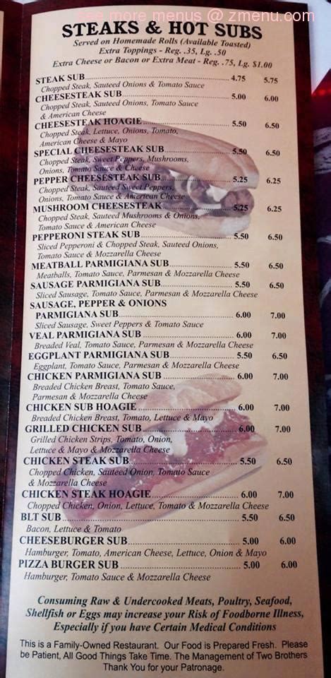 Two brothers pizzeria and restaurant shermans dale menu. Two Brothers Pizzeria & Restaurant is located at 5201 Spring Rd, Shermans Dale, PA 17090. Two Brothers Pizzeria & Restaurant is a casual, cozy restaurant that serves … 