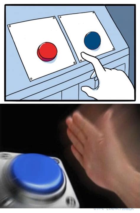 Create comics meme "difficult choice, red button meme, two buttons meme template"", memes created: 332 Memes creating here - Meme generator sentiment_very_satisfied Templates account_circle Login. 