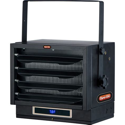 The heater is powered by 7500 watts and can heat a 2-car garage