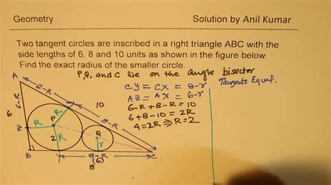 Two circles inscribed in a right triangle.  Two players, one screen.  How to use two in a senten...