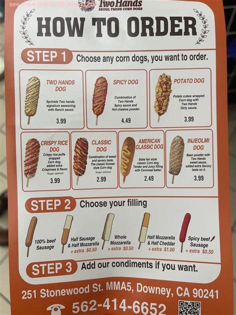 Two hands corn dog san tan valley. Welcome to Two Hands Corn Dogs - San Tam Valley, AZ. Search for: Login $ 0.00 0. Cart. No products in the cart. Product categories. ONLINE ORDER; Online order hours ... 