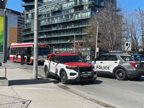 Two in hospital after TTC bus collision in Collier and Church streets area