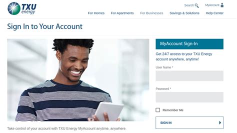 Txu com login. If you don't have a TXU Energy MyAccount, ... My Account Login User Name Remember Me Sign In. Forgot User Name or Password? To register for an account, please contact your business reperesentative. First time user ... 