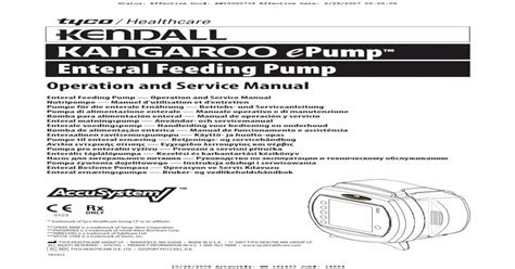 Tyco healthcare kangaroo pump service manual. - Delirio - historia clinica metateoria - tapa dura.