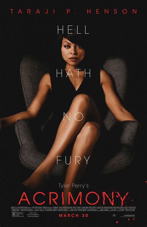 Tyler perry's acrimony. IMDb ’s synopsis of Acrimony: A faithful wife, tired of standing by her devious husband, is enraged when it becomes clear she has been betrayed. Written and directed by Perry, Acrimony stars ... 