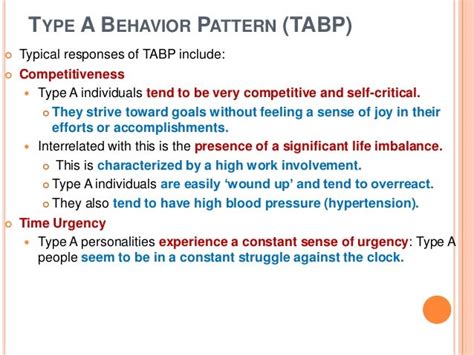 Type a Behavior Pattern A Model for Research and Practice