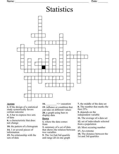 The crossword clue Mtn. statistics with 4 letters was last seen on the September 17, 2023. We found 20 possible solutions for this clue. ... Type of relationship in statistics 74% 4 MEAN: Average, in statistics 70% 7 RAWDATA: Statistics needing to be cooked? 57% 4 DATA: Statistics 57% 7 .... 